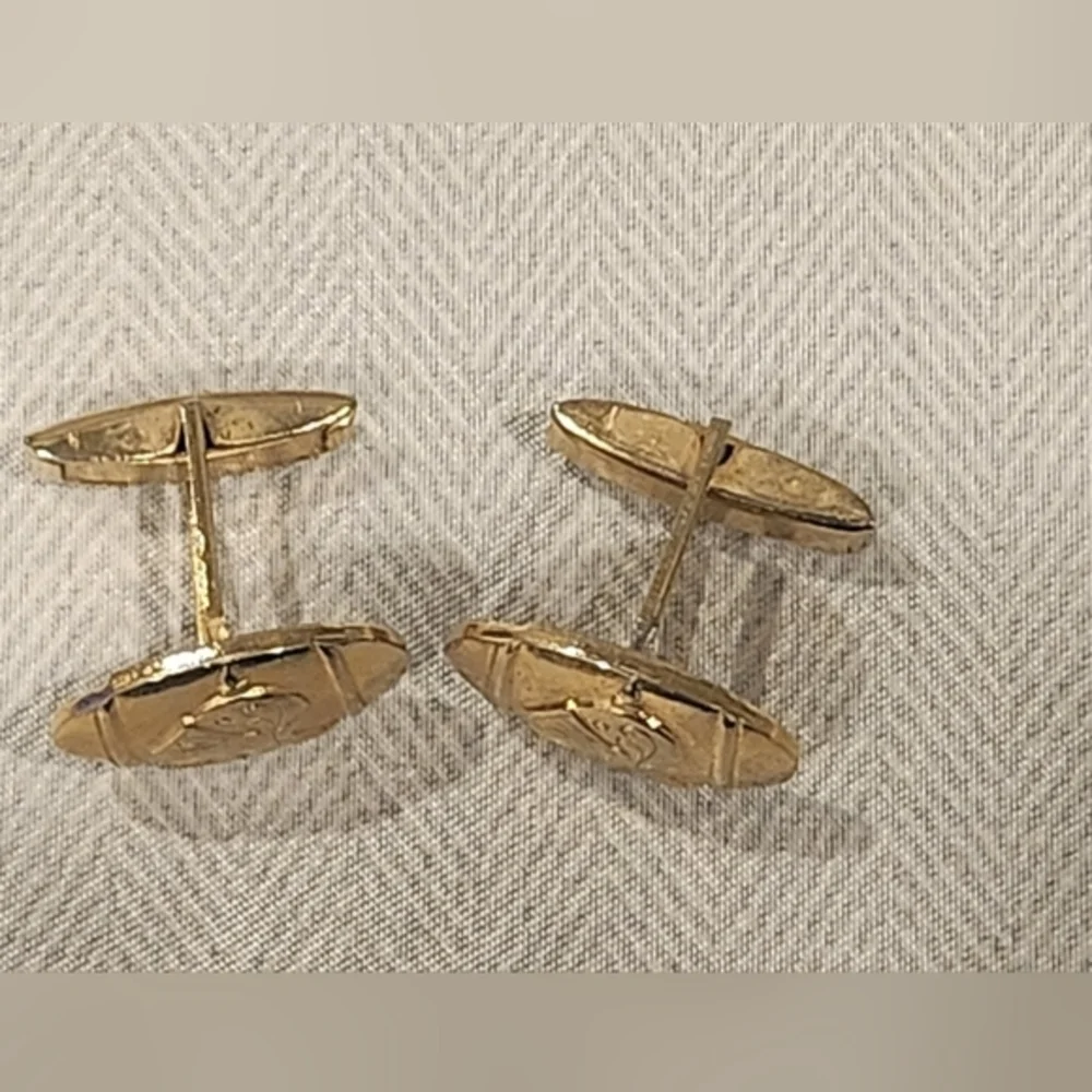 Medieval Knight's Helmet Gold Tone‎ Cufflinks Vintage